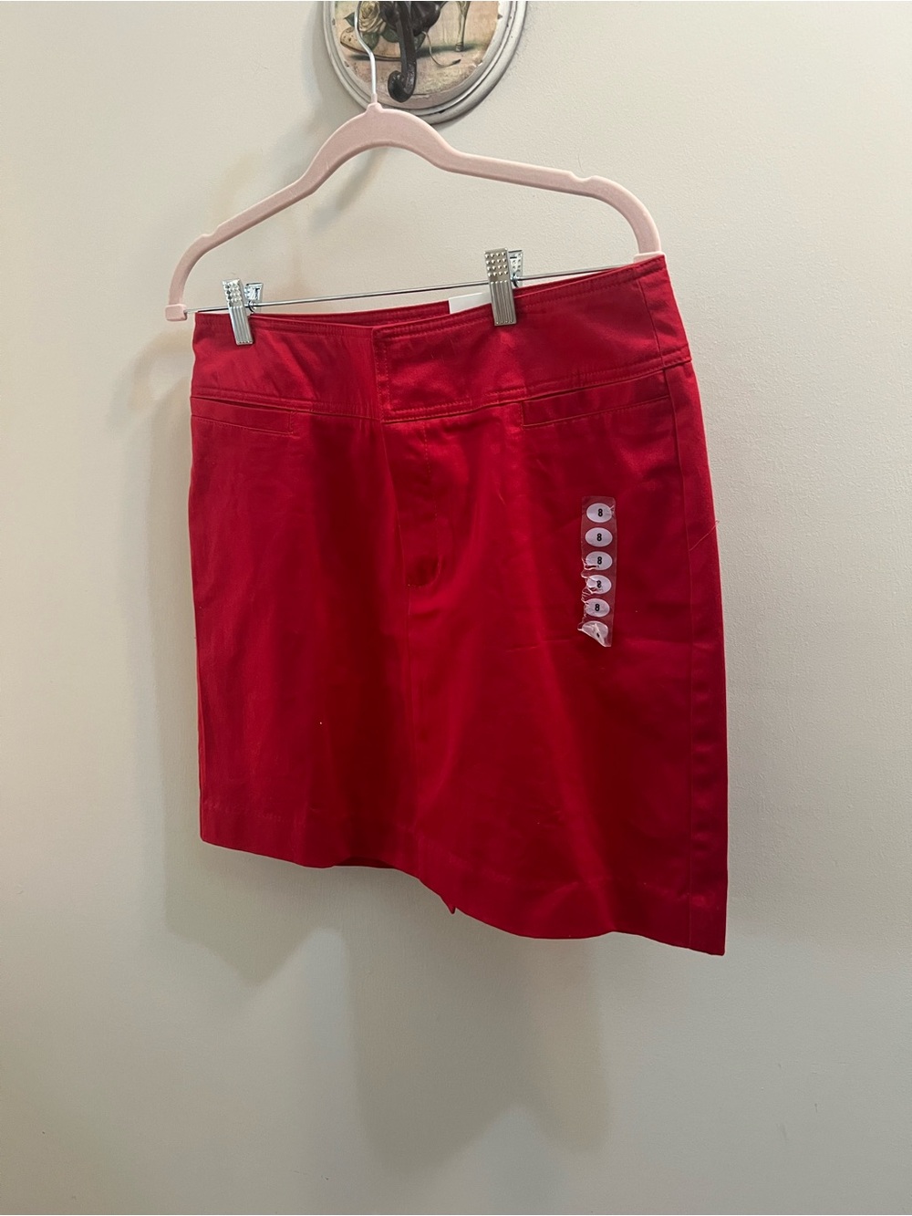 Austin Size 8 Bright Red Button-Accent Mini Skirt NWT